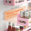Sevenblue 4-Pack Magnetic Spice Rack for Refrigerator with Hooks, Pink
