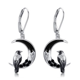 DAYLINLOVE Raven Earrings 925 Sterling Silver Crow Earrings Crow Jewellery Gifts for Women Mothers Girls, Sterling Silver, No Gemstone