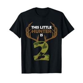 Funny 2nd Birthday 2 Year Old Deer Hunter Gift For Boys Kids T-Shirt