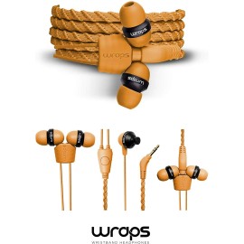 WRAPS Talk Wristband Bracelet In-Ear Headphones (with Mic) - Sunrise