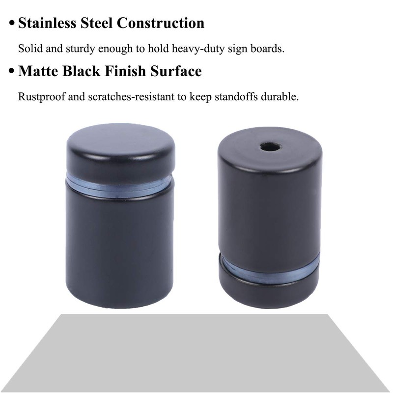 Osring 1 x 2 Inch Sign Standoff Mounting Hardware, Black