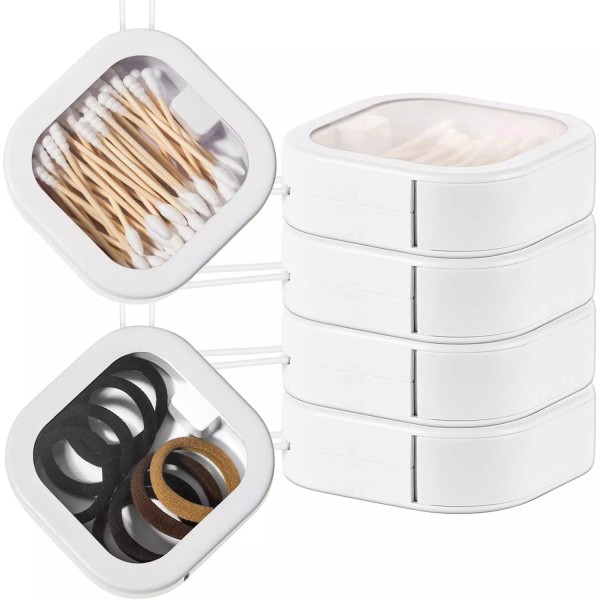 Does not apply 4 Pcs White Hair Tie Organizer Portable