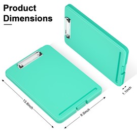Hnogri Plastic Clipboard with Storage, Open Nursing Clipboard, Foldable Storage for Lawyers, Students, Classroom, Office, Women, Men, Size 13.4 x 9.4 x 0.9 inches, Teal