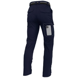 LINLANG EN Men's Lightweight Hiking Cargo Pants Waterproof Quick Dry Travel Fishing Climbing Work Outdoor Pants Navy M