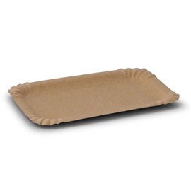 BIOZOYG 50 paper plates, square, brown, 13 x 20 cm, sustainable, robust and recyclable, disposable plates for birthdays, barbecues and parties, sustainable forestry, disposable plates