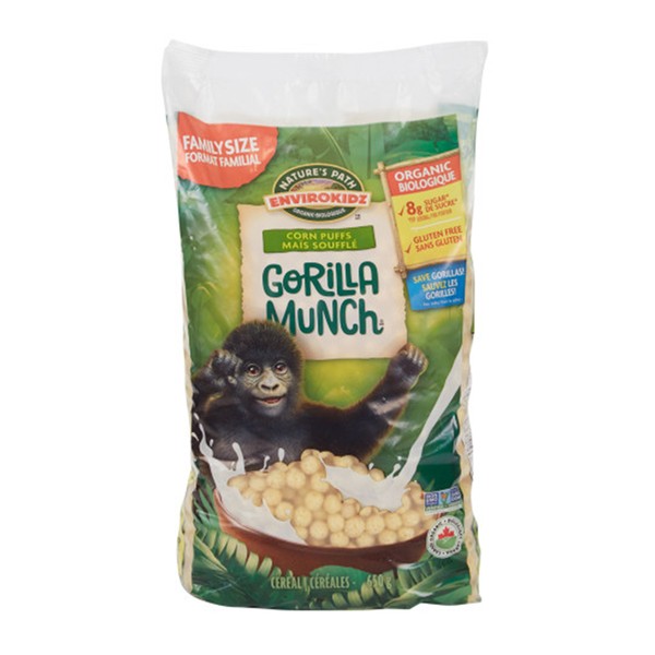 Nature's Path Envirokidz Organic Cereal Gorilla Munch Corn Puffs 650g