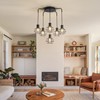 6-Light Pendant Light Fixtures, Industrial Farmhouse Hanging Lighting, Black Metal