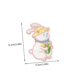 KONTONTY 9Pcs Embroidered Flower Bunny Patches for Clothes DIY Sewing Decor Cute Plush Designs for Costume Accessories and Personal Use