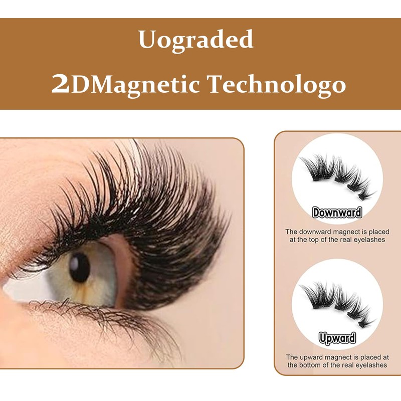 XdealCozyxc 2 Pairs Reusable Magnetic Eyelashes with Lashes, Easy to