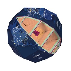 POPPIK 1841265 3D Craft Globe, Earth at Night, Glow-in-the-Dark Learning Globe with Multilingual Booklet, DIY Kit for Children from 8 Years, 26 cm