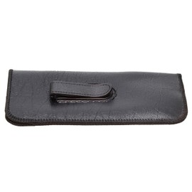 Calabria S-41 Soft Slim Slip In Eyeglass Case Black w/Pocket Belt Clip Faux Leather Mens Womens Glasses Holder Pouch Sleeve