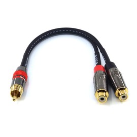 WJSTN RCA Audio Splitter 1 in 2 Out RCA Female to Dual Male Gold Plated Adapter,8 in (1Male to 2 Female)