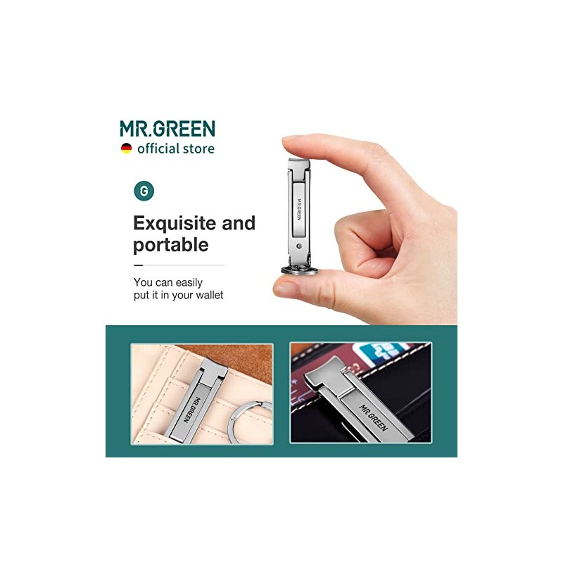 MR.GREEN Cortauñas plegables pequeñas y delgadas tijeras de uñas de
