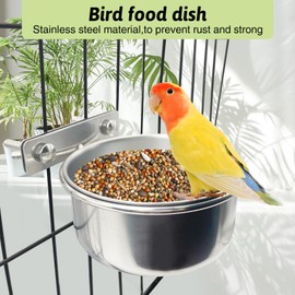 Tfwadmx 6 Pcs Stainless Steel Bird Bowls with Clamp Holder, Bird Dishes for Cage, Cockatiels Lovebird Budgie Chinchilla