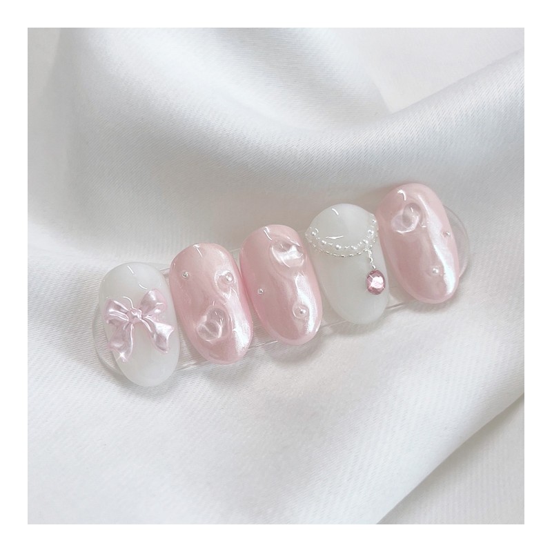 [Handmade Nail Tips] Baby Powder Nail Tips - Coffin Egg