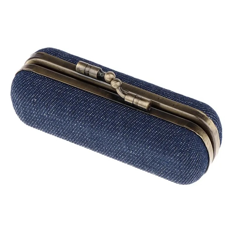 Estuche De Brillo Labial Con Espejo Para Bolso Azul Oscuro