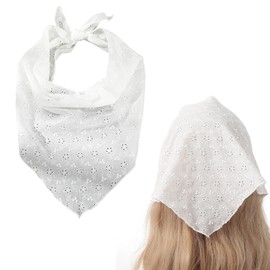 Qusmeiyici Hair Bandanas for Women, White Head Scarf Headband Flower Print Hairband Boho Triangle Bandana Scarf Hair Accessories for Women Girls