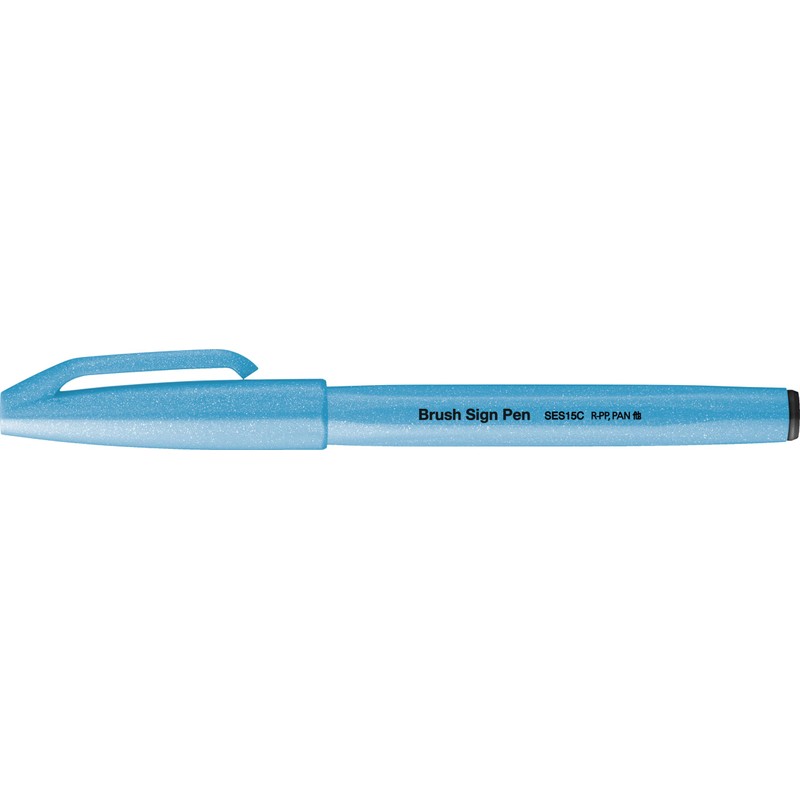 Pentel SES15C-FS Brush Touch Sign Pen, Fluorescent Blue, 10 Count