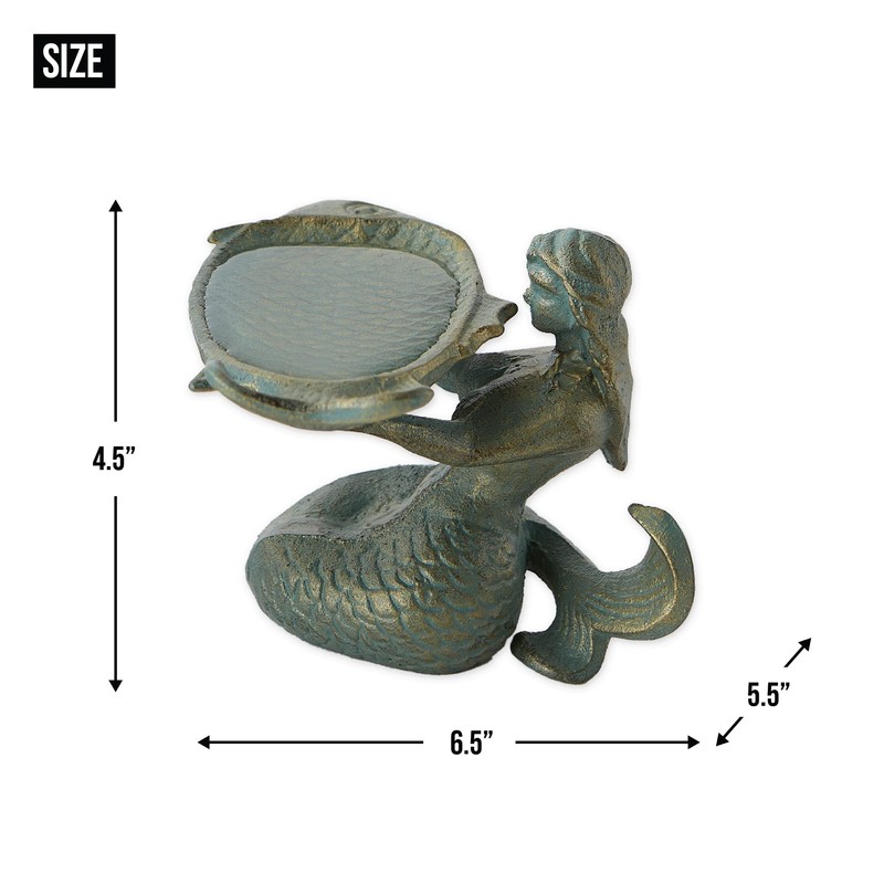 DII Cast Iron Collection Decorative Bird Bath, Mermaid, 6.5 x