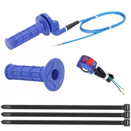 Viclaakesi 7/8"/22mm Universal Twist Throttle,Pit Bike Handlebars,mini Bike Throttle,Compatible with 50CC-250CC 4-Stroke Dirt Bikes with(Handle Grip + Cable + Throttle Clamp +flameout Switch)(Blue)