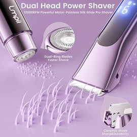 Lmpil Bikini Trimmer for Women, Dual Head Electric Razor, Dusty Purple