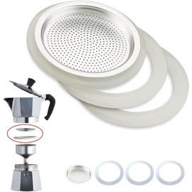 Guarnizione e Filtro Caffettiera Universale per Ricambi Moka 3x Anello di Tenuta in Lattice + 1x Filtro in Acciaio (2 tazze)