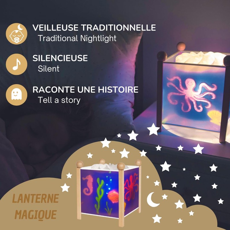 Trousselier 6260014 Whale Magic Lantern Children's Night Light Ocean, Multicoloured,