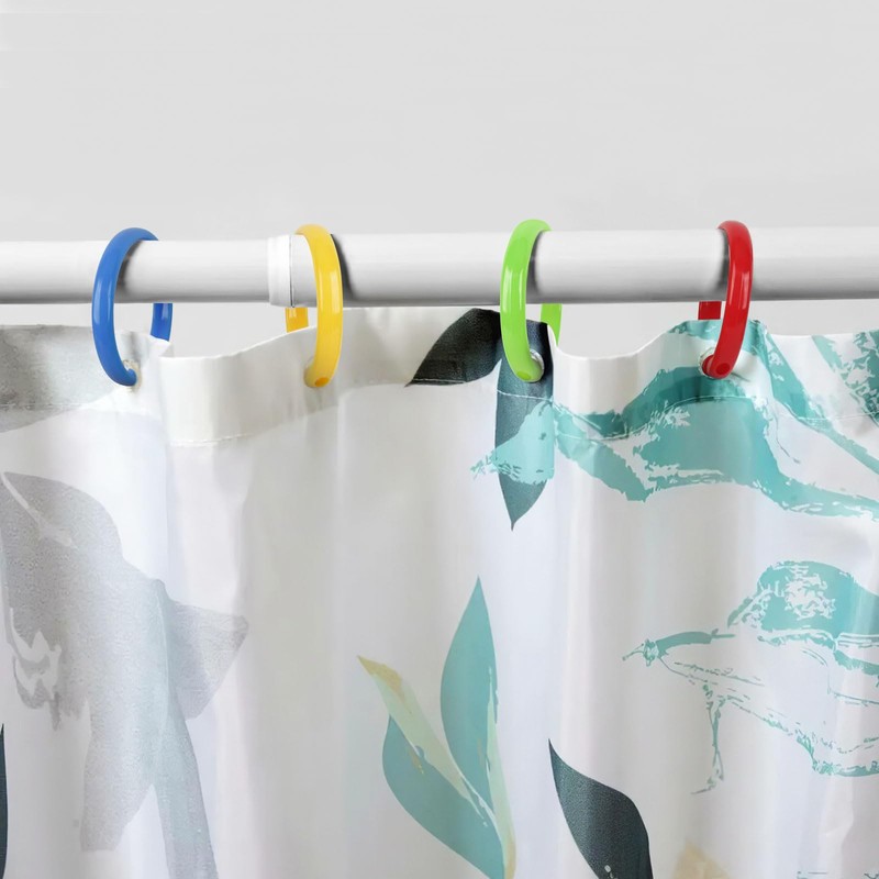 Qulable Colorful Shower Curtain Hooks - 12 Pcs Circular Plastic