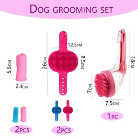 5 PCS Pet Bath Brush For Dogs Set, Dog Bath Brush Shampoo Massage Dog Brushes Pet Brushes for Dogs With Shampoo Dispenser Comfortable Grooming Tools for Shower Daily Cleaning