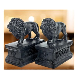Bellaa 23453 Decorative Bookends Lion Book Ends Vintage Antiques Majestic Library Nonskid Shelves Support 7 Inch