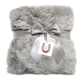 Max Daniel Luxe Grey Bunny Baby Blanket - Double-Sided - Grey Piped Edge - Soft