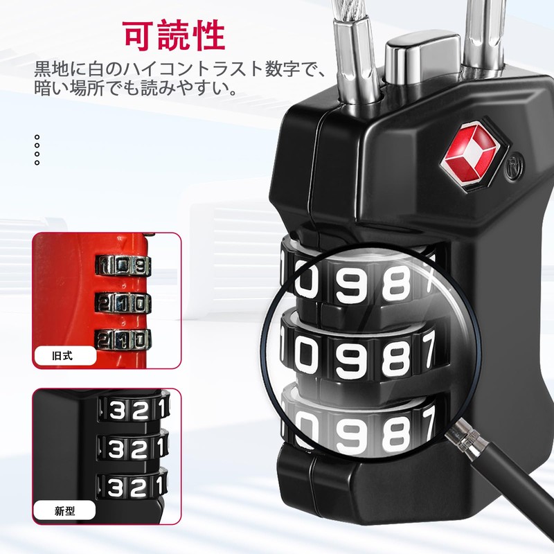 ZHEGE TSA Lock Padlock Small Dial Wire Suitcase Key 3