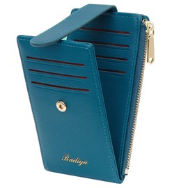 Badiya Slim Wallet for Women RFID Blocking Credit Card Holder Lady Bifold Small Wallets Organizer with Zipper Coin Pocket