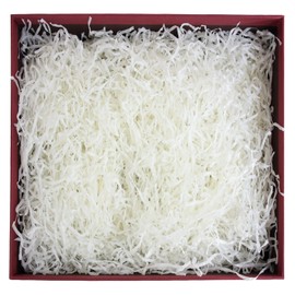 Emartbuy Rigid Gift Box, 23.5 x 23.5 x 10 cm, Textured Burgundy Box with Cream Lid, Satin Decorative Ribbon and 50g Shredded Paper in Cream