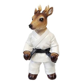 De Leon Collections Wildlife Home Décor Statue, Nature Tabletop Figurine, 4.5 Inch Polyresin, Deer in Martial Art Robe