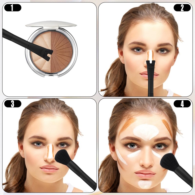 Nose Contouring Brush, U-shaped Double-Sided Nose Shaping Brush, Precise 2-in-1