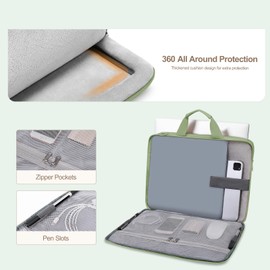 MOSISO 360 Protective Laptop Shoulder Bag, 15-15.6 inch Double Layer Fluffy Padded Laptop Bag with Anti-theft Zipper Compatible with MacBook Pro 16 inch, HP, Dell, Lenovo, Asus Notebook, Antique Green