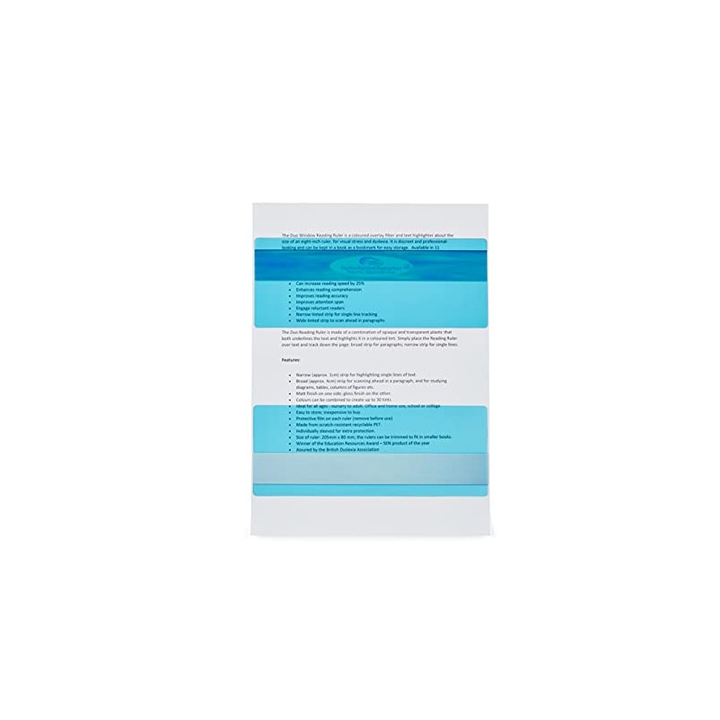 The Original Duo Reading Ruler Overlays - Aqua (Pack of
