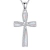 URONE Opal Cross Necklace for Women 925 Sterling Silver White