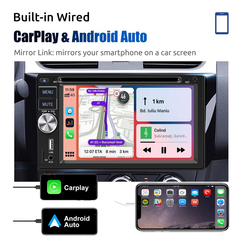 ESSGOO 6.2" Double 2 DIN Head Unit Car Stereo Bluetooth