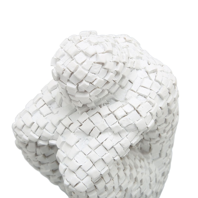 Abstract Mosaic Sculpture White Resin Eco Friendly Bookend Function Thinker