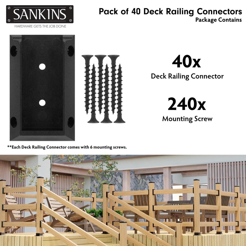 SANKINS 40pcs Deck Railing Bracket Connectors for 2x4 Deck Railing