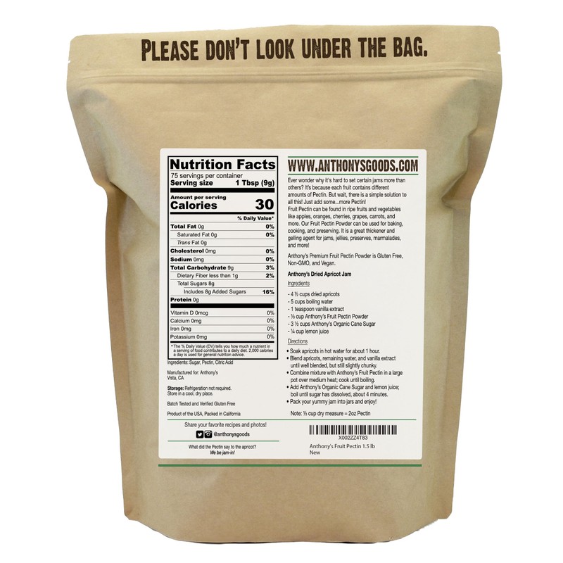 Anthony's Premium Fruit Pectin, 1.5 lb, Gluten Free, Non GMO,