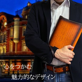 LUNICA Men's Clutch Bag, Second Bag, Genuine Leather, Wedding, Italian Leather, Calligraphy, prussian blue