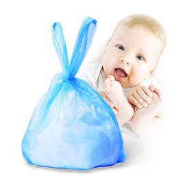 Bolsas de pañales desechables para bebé, dispensador de pañales con aroma eléctrico, fáciles de atar para viajes (azul, 90 unidades)