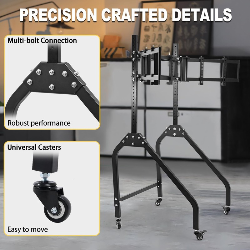 Marada Sim Racing Triple Monitor Stand with Wheels for 27-32