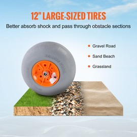 Happybuy Heavy Duty Kayak Cart, 350lbs Capacity, Foldable Canoe Trolley with 12'' Tires, Adjustable Width & Non-Slip Support Foot, for Kayaks, Canoes, Paddleboards, Jon Boats