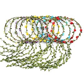 10 Pcs Flower Crown Headbands, Multicolor Boho, for Wedding