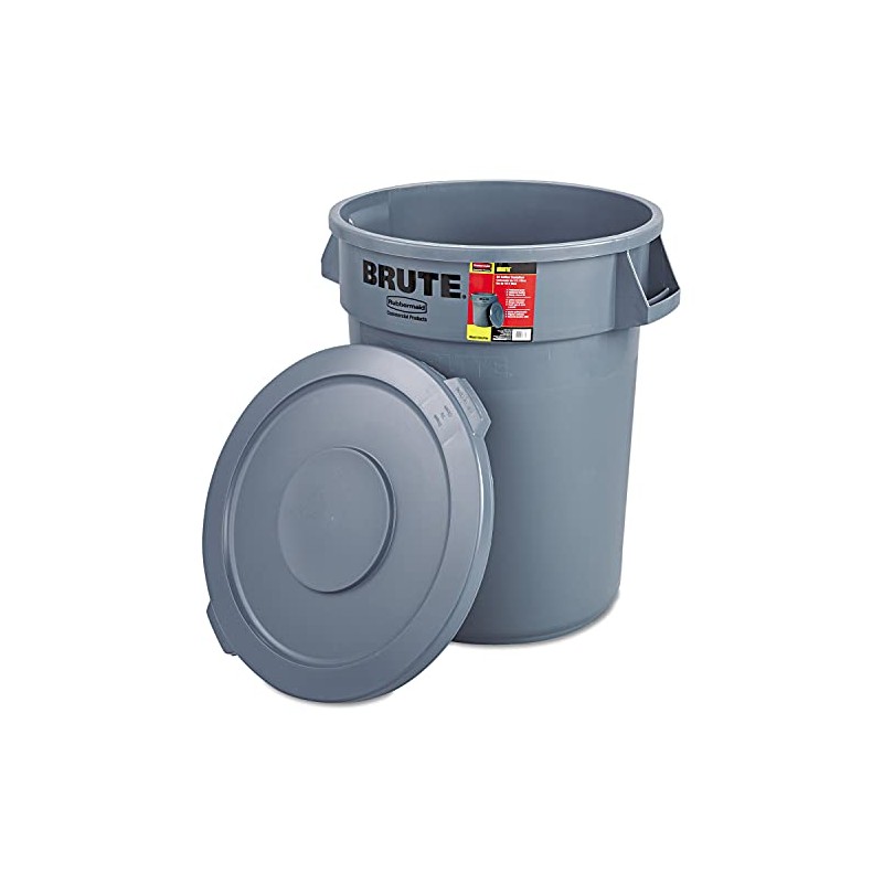 Rubbermaid Commercial 863292GRA Brute Container All-Inclusive, Round, Plastic, 32 gal,