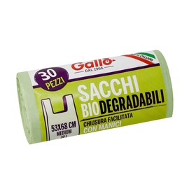 GALLO Biodegradable and compact bags closure with handles, 53 x 68 cm 30 L Medium
